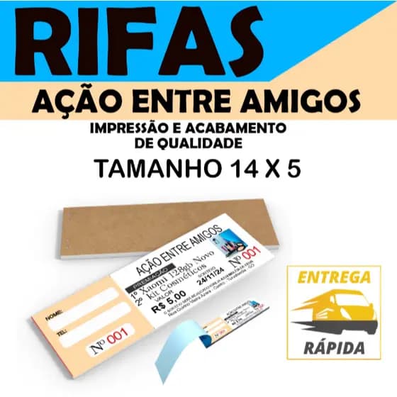 900 bilhetes de Rifas / Ação entre Amigos / Personalizados