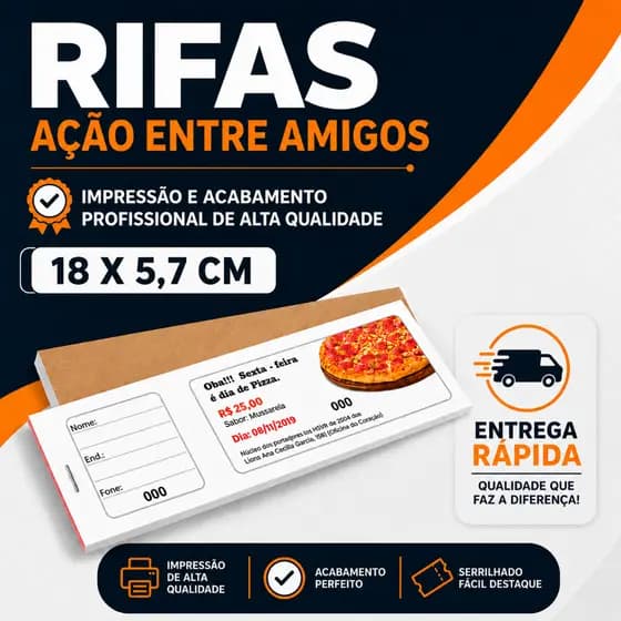 Bloco de rifa / Ação entre amigos / Talão de Rifa / Tickets Personalizados