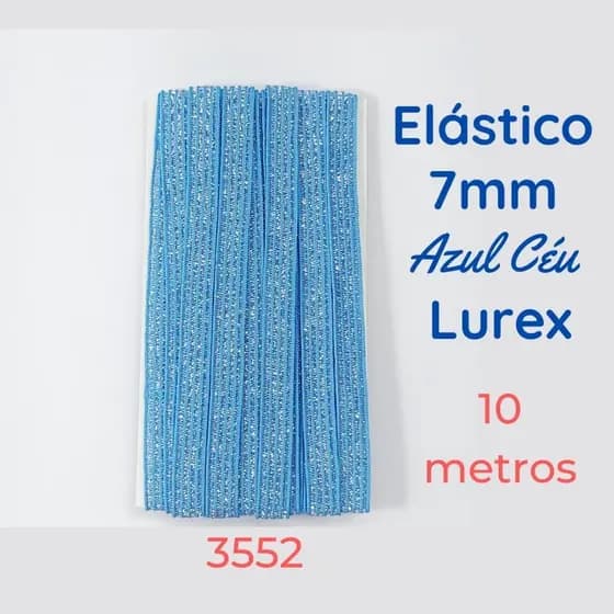 10 metros Elástico Lurex chato 7mm Azul Céu 3552 010 284A30