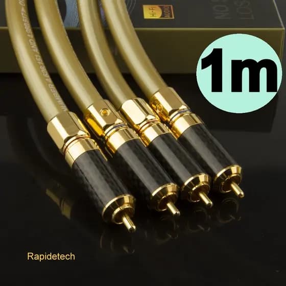 Cabo rca (par) high end prata Hexlink 5c e conectores fibra carbono top p cd player ,receiver - pronta entrega em sp- 1m