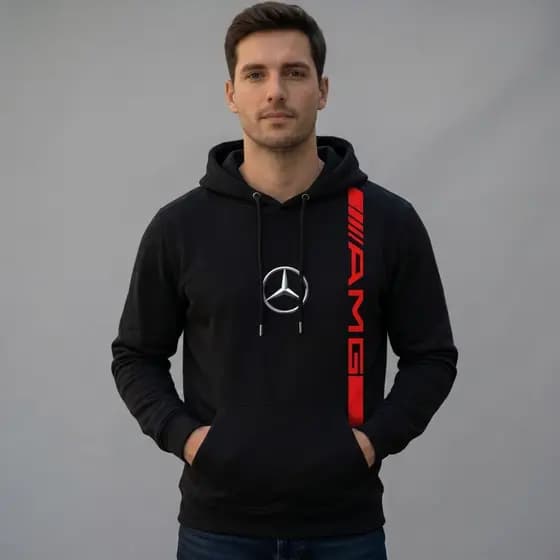 Blusa Moletom Masculino Preta Flanelada Carros Mercedes Amg