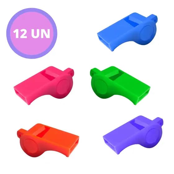 Apito Pacote Com 12 Unidades Coloridas Pica Pau Brinquedos