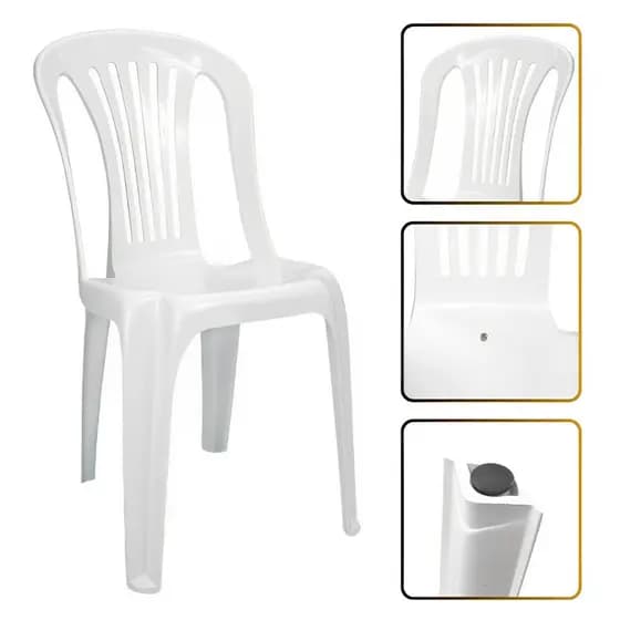 Cadeira Bistro Branca De Plastico Resistente Sem Apoio Para Braço