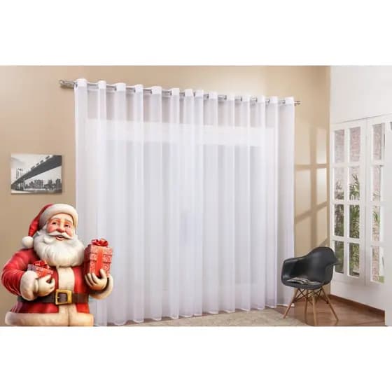 Cortina Voal Transparente Para Sala Quarto de 6,00x2,80 Luxo