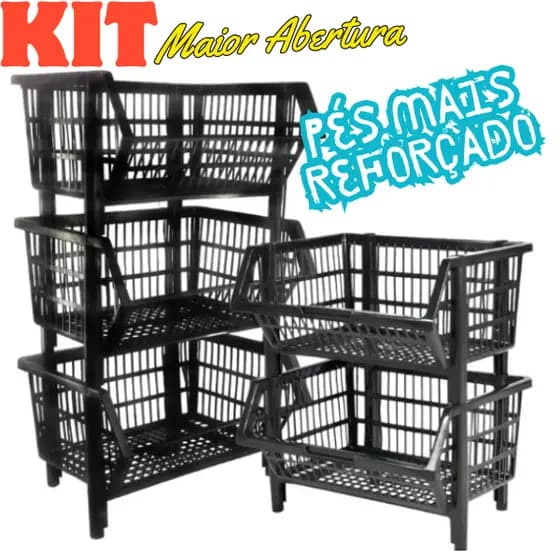 Kit 5 Cesto expositor Empilhavel organizador e otimizador de espaço