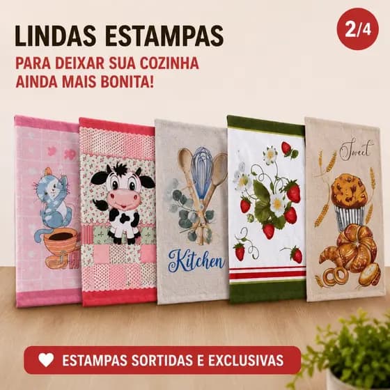 Kit 24 Pano de Prato Copa Atoalhados Teka 100% Algodão