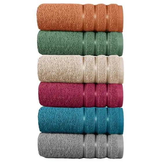 Kit 6 Peças Toalha De Rosto 100% Algodão Teka Confort