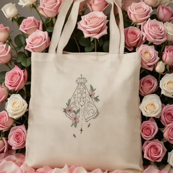 Sacola Personalizada Ecobag Nossa Senhora Aparecida Bolsa Feminina Estampa Exclusiva Grande