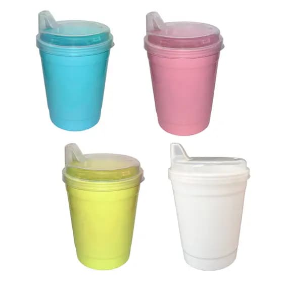 20 Copo Infantil C/ Tampa Bico Escolar P/ Aguá Suco 220 Ml Promoção