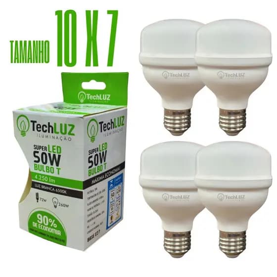 Kit 4 Lâmpadas Led 50W Bulbo 6500k Branco Frio (LUZ BRANCA) E27 Bivolt Inmetro Econômica