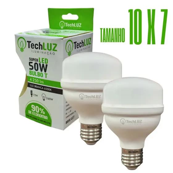 Kit 2 Lâmpadas Led 50W Bulbo 6500k Branco Frio (LUZ BRANCA) E27 Bivolt Inmetro Econômica