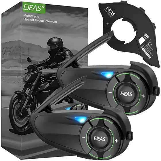 Kit 2 Intercomunicador Ejeas Q8 Par Fone Bluetooth Moto Capacete + Controle Remoto Guidão EUC IP67