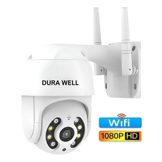 Câmera de Segurança Externa WiFi PTZ 360° Visão Noturna IP66 Rast. Movimento Compatível NVR Durawell