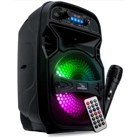 Caixa De Som Bluetooth Amplificada Com Controle Remoto E Microfone