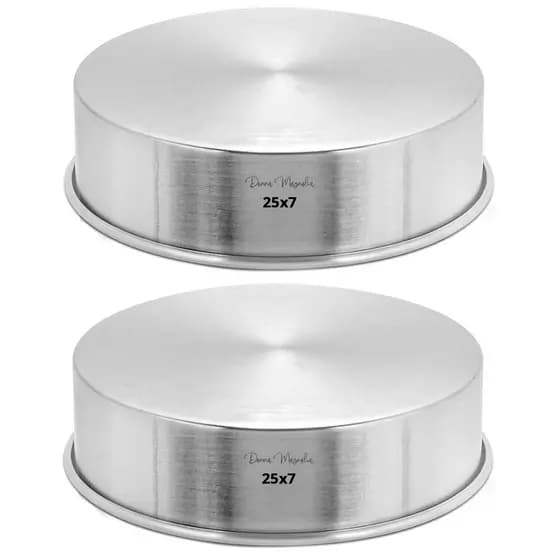 KIT 2 (DUAS) Forma Assadeira Bolo Naked Cake REDONDA 25 x 7 Alumínio H83