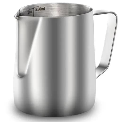 Jarra em aço inoxidável para Espuma de Leite preparo de café expresso barista com latte artesanal, cappuccino, chocolate