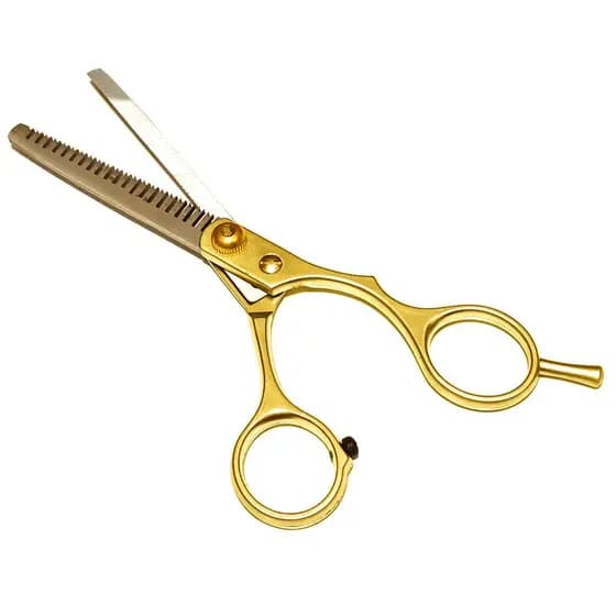 Tesoura Profissional Fio Desbaste Desfiadeira Cabeleireiro Prateado ou Dourado Uso Profissional