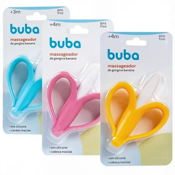 Massageador De Gengiva Buba Banana Mordedor Bebê Bananinha Infantil Silicone Dentinho Bebe