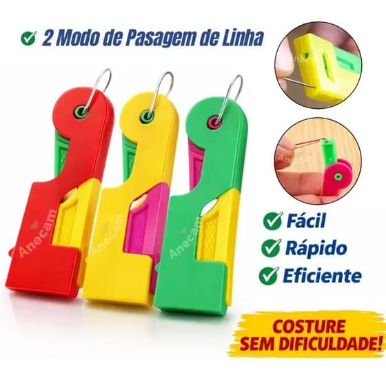 Passador De Linha Na Agulha 1/2/5/6/8 Un Super Grande 2 Modo de Passar Facil Rapido Eficiente Luxo