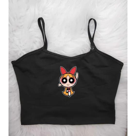 Cropped feminino feminino regata desenhos moda croped alcinha regata Florzinha meninas super poderosas
