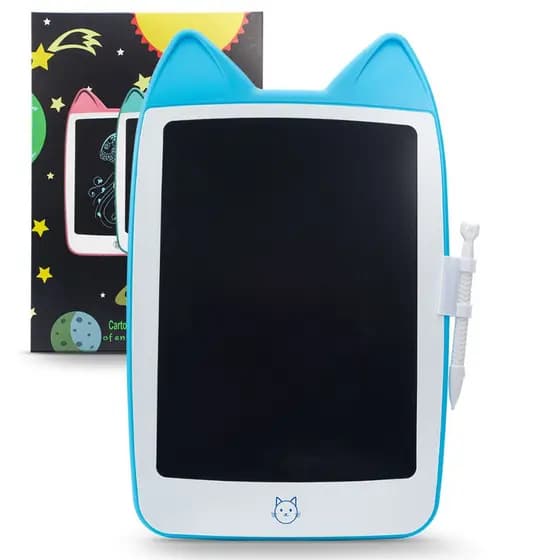 Lousa Mágica Infantil Digital Educativa Tablet Azul Gatinho
