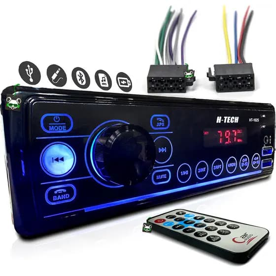 Rádio Som Automotivo Mp3 Player 1 Din Bluetooth 2 USB Aux Pen Drive Cartão SD FM Rádio Som Universal