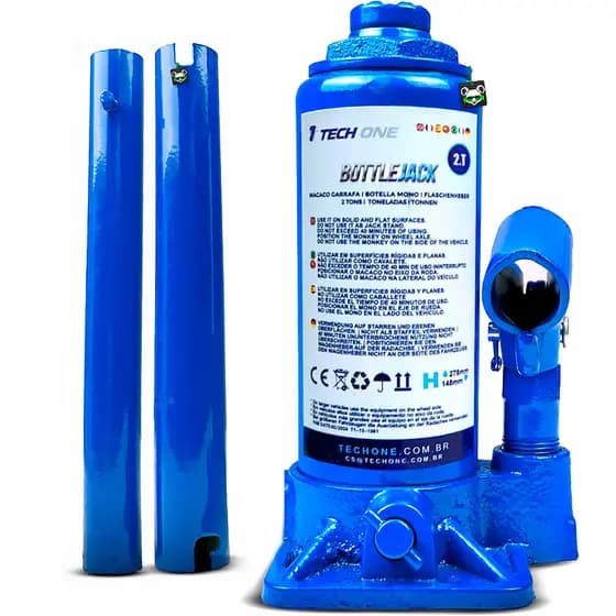 Macaco Hidráulico Garrafa 2T Portátil Tech One 2 Toneladas