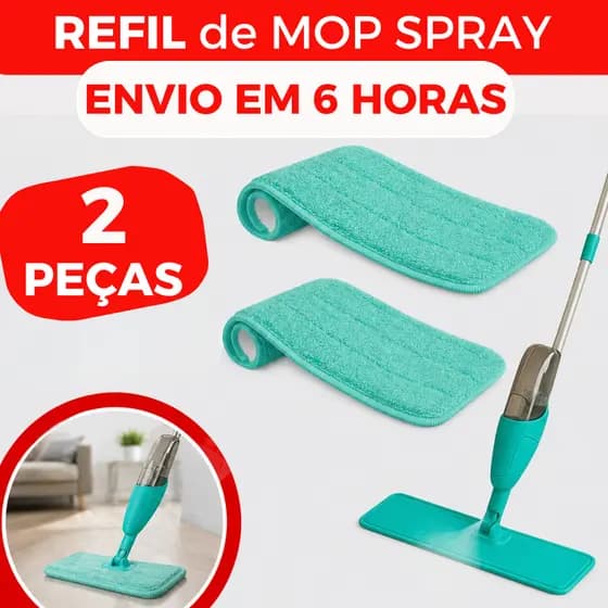 KIT 2 Refil's Para Mop Spray Universal Pano Microfibra Reutilizável