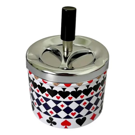 Cinzeiro De Inox Com Tampa Anti Odor E Reservatório Grande 12x9cm Modelo Giratório Várias Cores