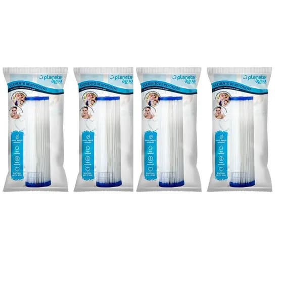 KIT 04 un Refil Plissado 10" Código 1044A Compatível com Aparelhos: Carcaças BIG 10" Planeta Água