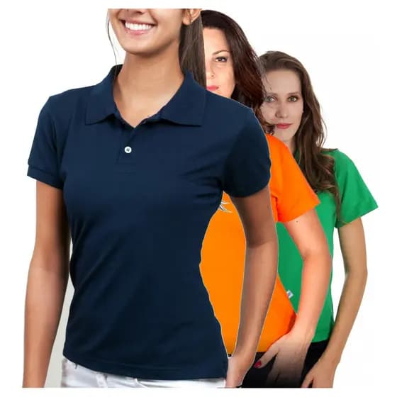 Kit 3 Camisas Polo Femininas Camiseta Gola Atacado Piquet