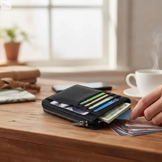 Porta-Cartões Slim Zip-Carteira Multi Slot Para De Crédito Transporte Diário