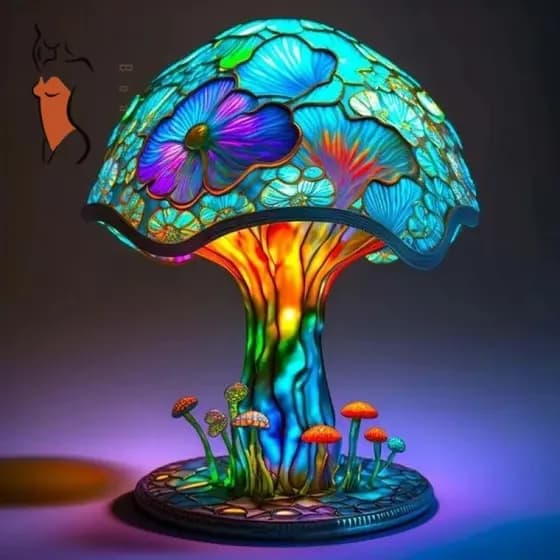 Lâmpada Mágica De Cogumelo Colorida LED-Decoração De Resina Luminosa Com Plugue USB Para Casa