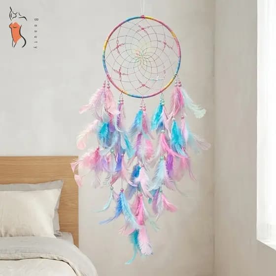 Suspensão De Parede Dreamcatcher Com Penas Naturais Para Decoração De Carro Doméstico