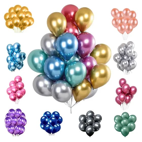 Balão Bexiga Metalizado 100 Unidades - N°5 - Diversas Cores Atacado Aki