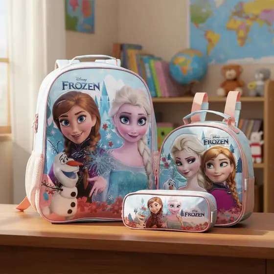 Kit Mochila G Frozen Costas Lancheira Estojo Xeryus Lançamento