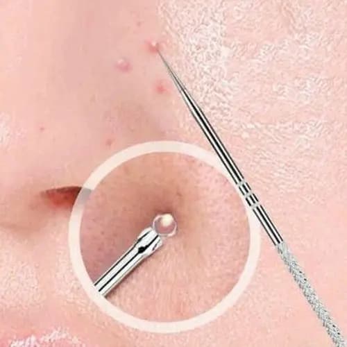 Extrator Cravos Espinhas Acne Aço Inox Pinça Agulha Tira