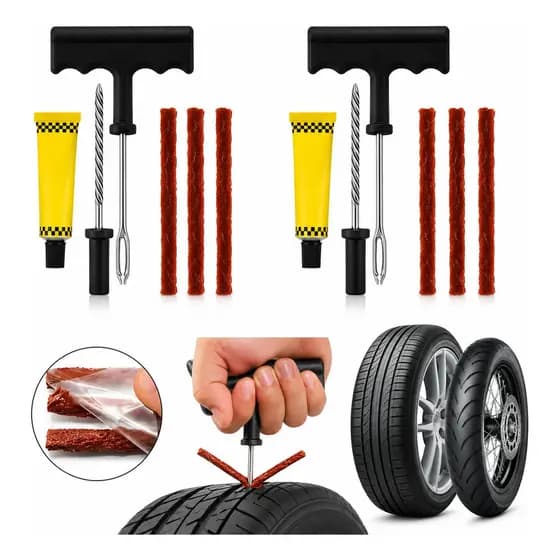 Kit 2 Reparo de Pneu Emergência Remendo Profissional Carro Moto Sem Câmara