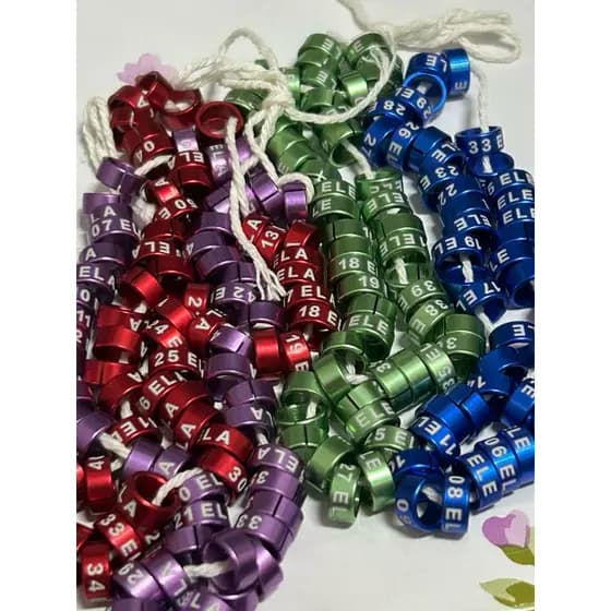 5 Anilhas abertas 7,5 mm para ring necks ADULTOS aves de mesmo porte.
