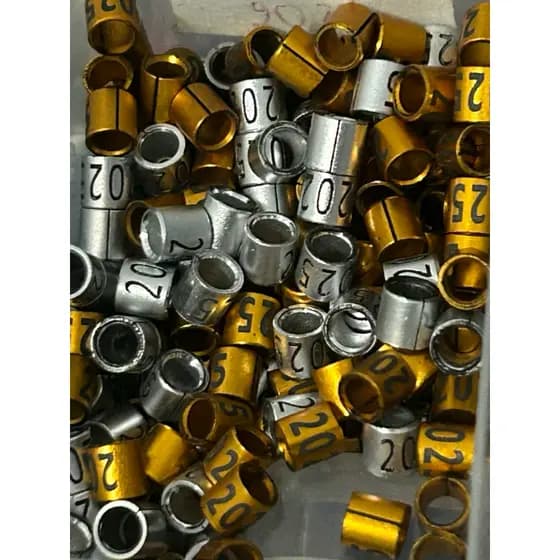 5 anilhas abertas 3.5mm com ano trinca ADULTO