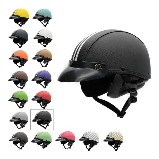 Capacete Coquinho Couro Scooter Elétrica Bike Old School Custom