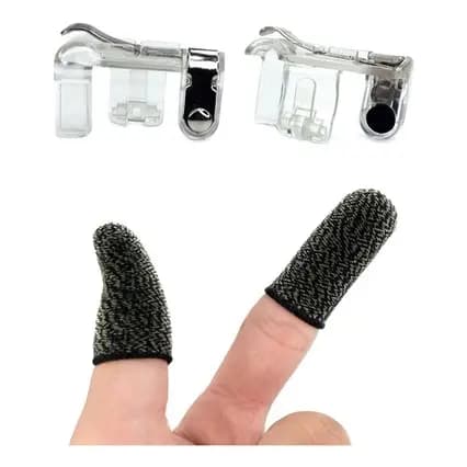 Kit 1 Par Luva De Dedo Gamer + 1 Par Gatilhos L1 R1 Celular Free Fire Call of Duty Pubg