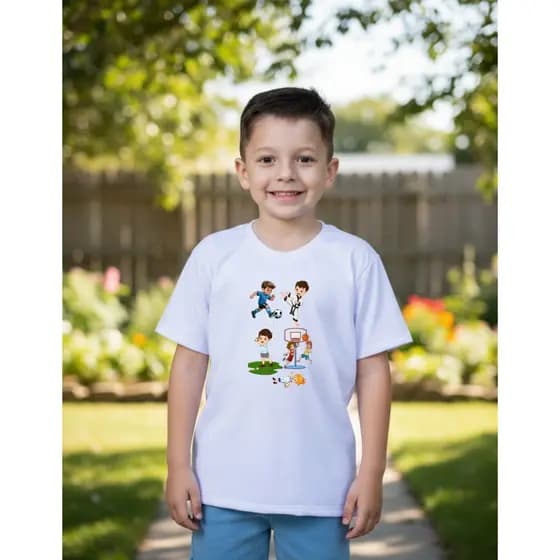CAMISETA INFANTIL MENINO MENINA ESPORTES EDUCAÇÃO FISICA JOGADORES