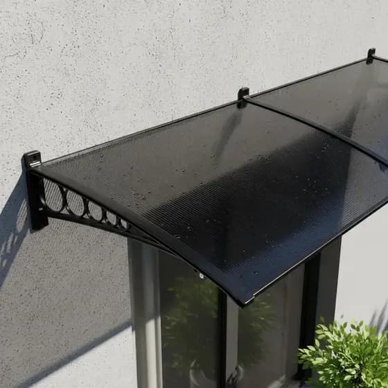 Toldo Policarbonato Slim 140cm x 50cm Cobertura Contra Chuva P/ Janelas Portas Resistente a Raios UV