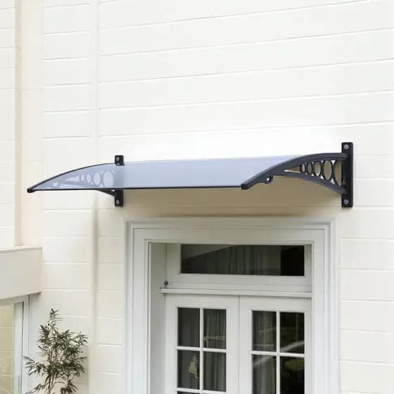 Toldo Policarbonato Slim 100cm x 50cm Cobertura Contra Chuva P/ Janelas Portas Resistente a Raios UV