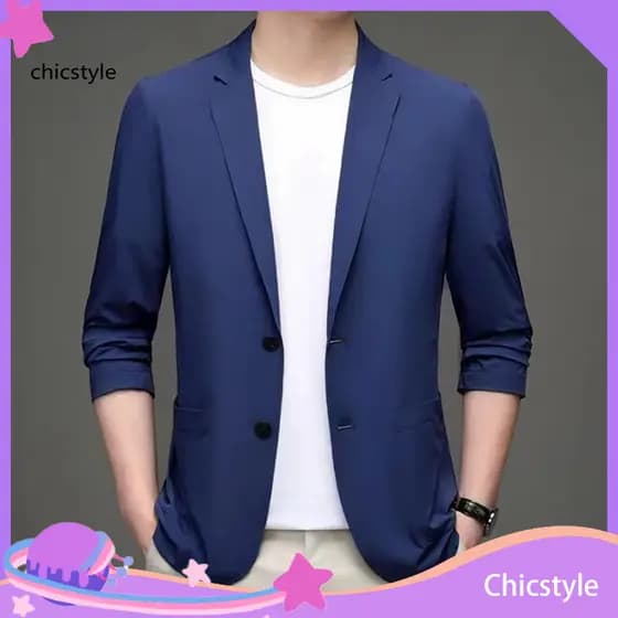 Single Breasted Suit Jacket Formal Coat Men's Business Long Sleeve Blazer with Lapel Solid Color Workwear for Men