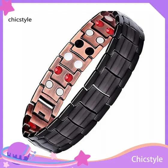 chicstyle Pulseira Masculina Magnética De Cobre Puro Durável De Terapia Suave Para Uso Diário