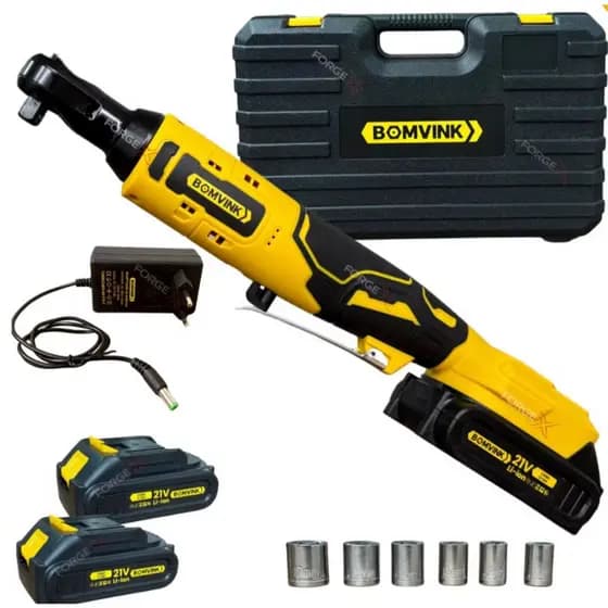 Chave de catraca a bateria eletrica 2 baterias 21v ou 12v com soquetes e maleta - Bivolt