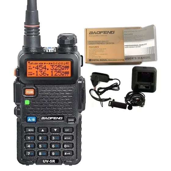 Rádio Comunicador Baofeng Uv-5r Ht Dual Band Alcance 12km Uhf Vhf HT Fm Profissional 128 Canais