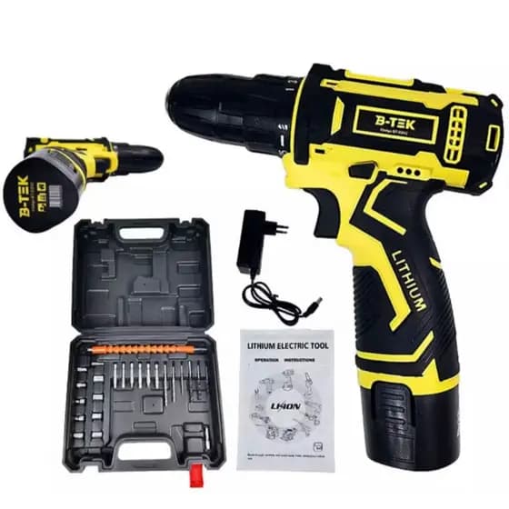 Parafusadeira E Furadeira Elétrica 12v Com 02 Baterias Portátil + Maleta com acessórios - Bivolt